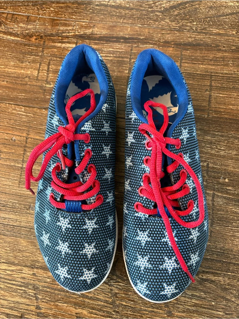 NOBULL Flag Trainer Women 7.5 Blue White Star Patriotic Athletic Shoe